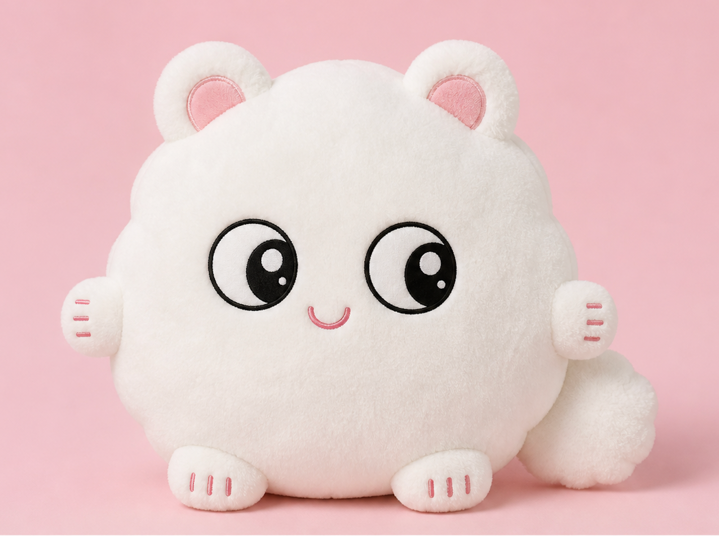 Fofo plush character on a soft pink background